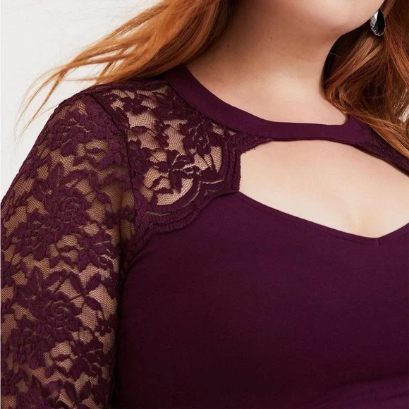 Torrid Choker Neck Lace Sleeve Top NWT Size 0X - Picture 3 of 5